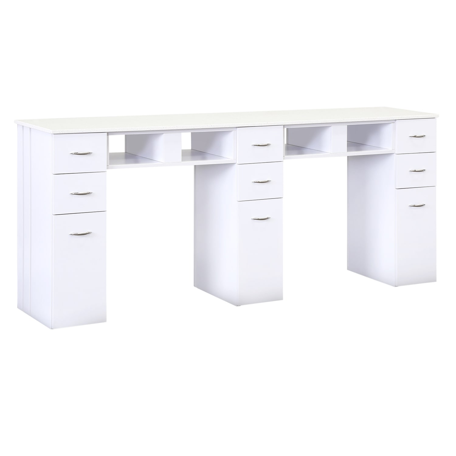 J&A Double Granite Top Nail Table in White  main product image